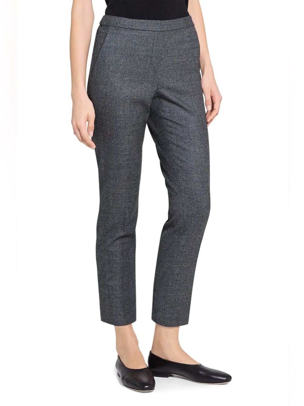Theory Gray Tweed Cropped Slim Trousers
